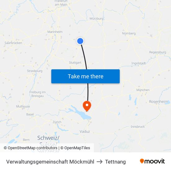 Verwaltungsgemeinschaft Möckmühl to Tettnang map