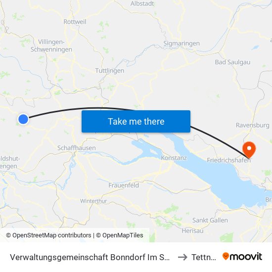 Verwaltungsgemeinschaft Bonndorf Im Schwarzwald to Tettnang map