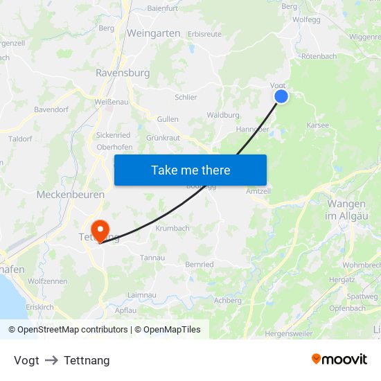Vogt to Tettnang map