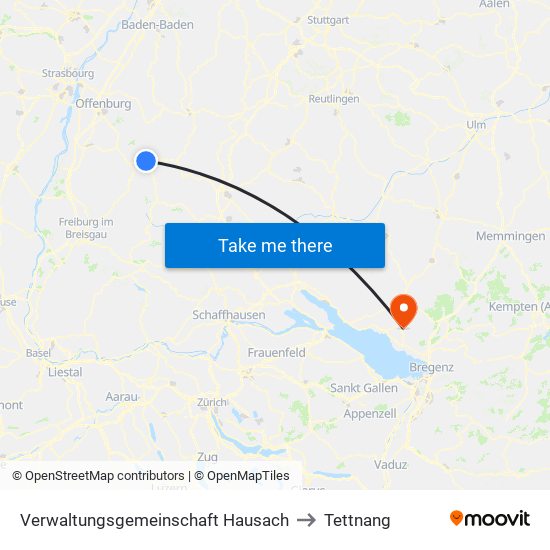 Verwaltungsgemeinschaft Hausach to Tettnang map