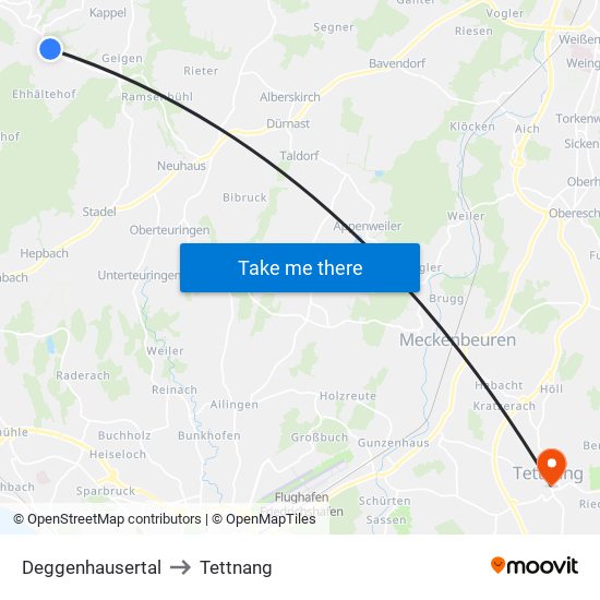 Deggenhausertal to Tettnang map