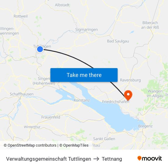 Verwaltungsgemeinschaft Tuttlingen to Tettnang map