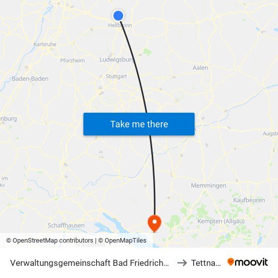 Verwaltungsgemeinschaft Bad Friedrichshall to Tettnang map