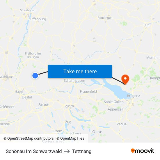 Schönau Im Schwarzwald to Tettnang map