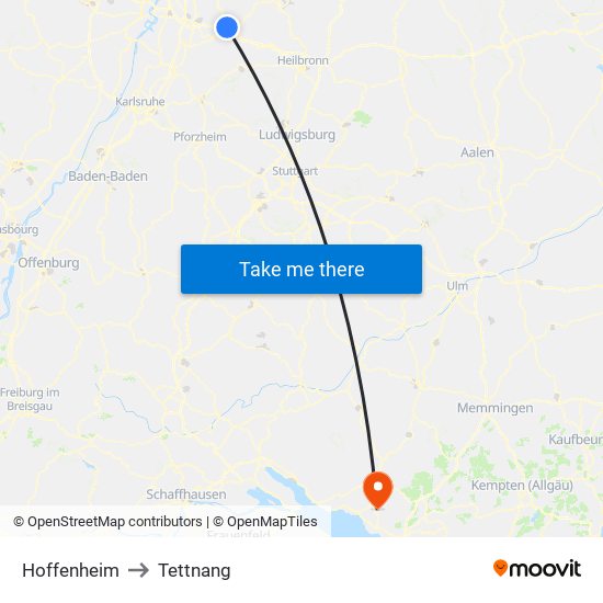 Hoffenheim to Tettnang map
