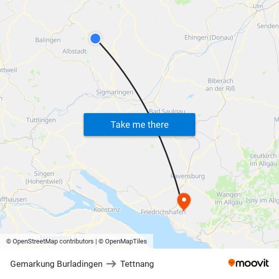 Gemarkung Burladingen to Tettnang map