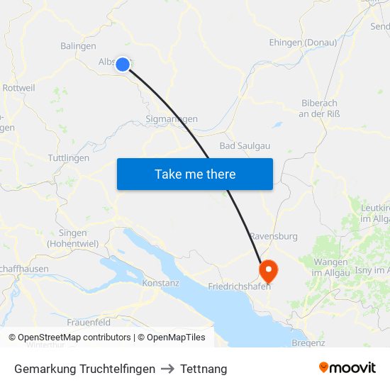 Gemarkung Truchtelfingen to Tettnang map