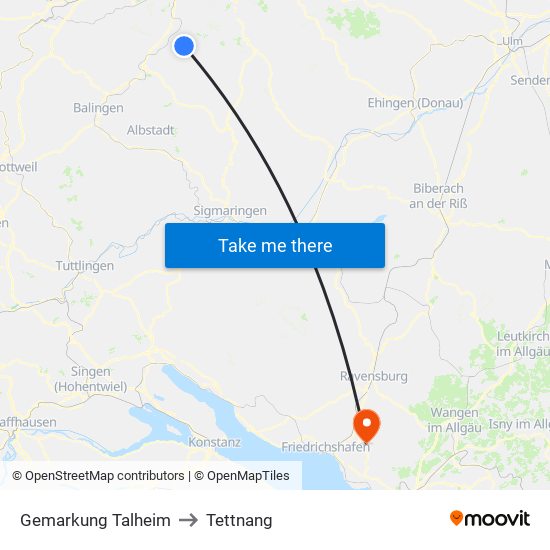 Gemarkung Talheim to Tettnang map