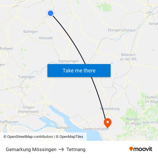 Gemarkung Mössingen to Tettnang map