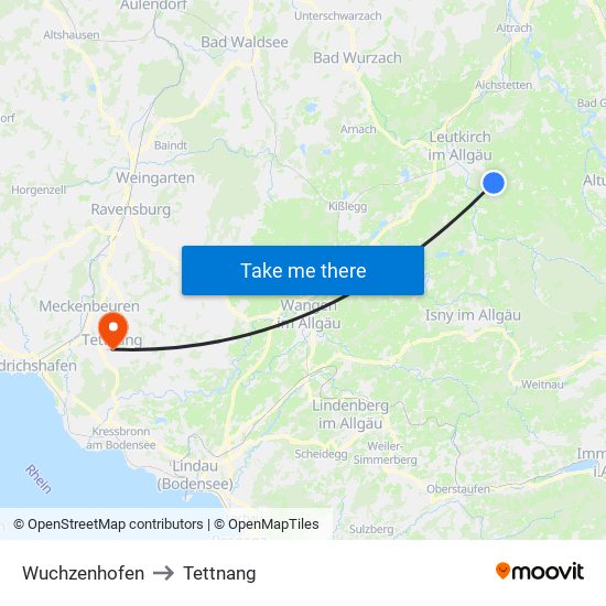 Wuchzenhofen to Tettnang map