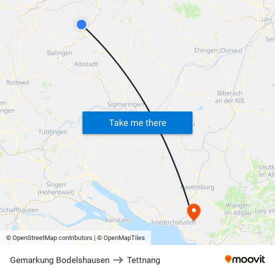 Gemarkung Bodelshausen to Tettnang map