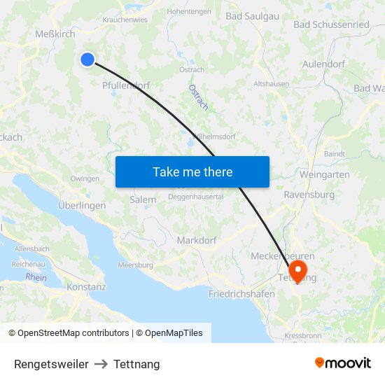 Rengetsweiler to Tettnang map