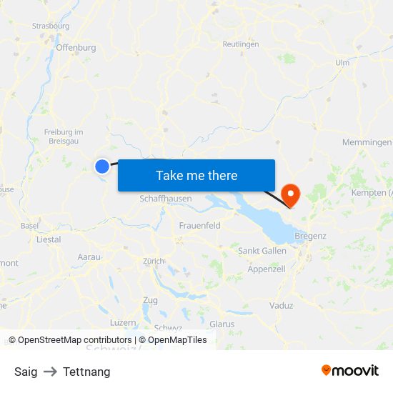 Saig to Tettnang map