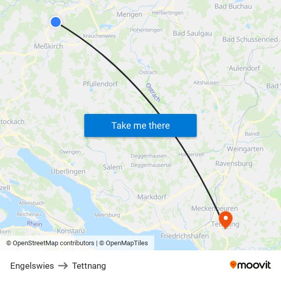 Engelswies to Tettnang map