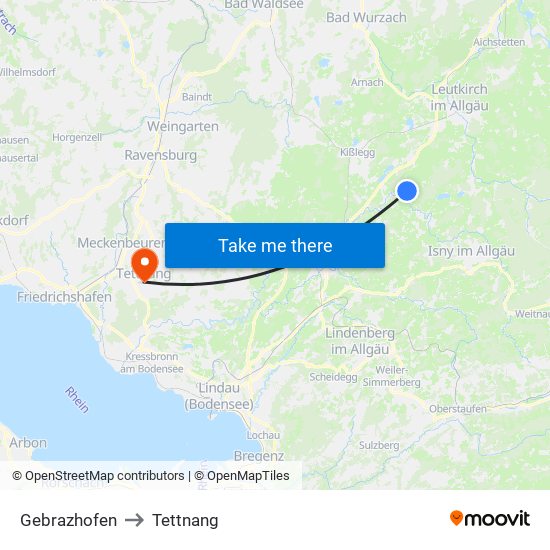 Gebrazhofen to Tettnang map