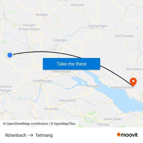 Rötenbach to Tettnang map