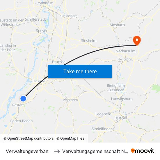 Verwaltungsverband Durmersheim to Verwaltungsgemeinschaft Neuenstadt am Kocher map