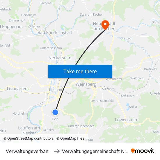 Verwaltungsverband Flein-Talheim to Verwaltungsgemeinschaft Neuenstadt am Kocher map