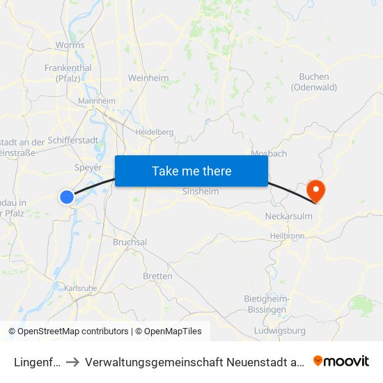 Lingenfeld to Verwaltungsgemeinschaft Neuenstadt am Kocher map