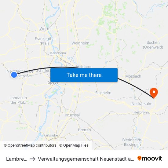 Lambrecht to Verwaltungsgemeinschaft Neuenstadt am Kocher map