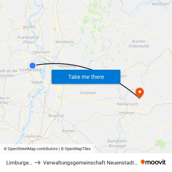 Limburgerhof to Verwaltungsgemeinschaft Neuenstadt am Kocher map