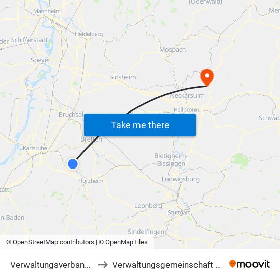 Verwaltungsverband Kämpfelbachtal to Verwaltungsgemeinschaft Neuenstadt am Kocher map