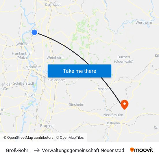 Groß-Rohrheim to Verwaltungsgemeinschaft Neuenstadt am Kocher map