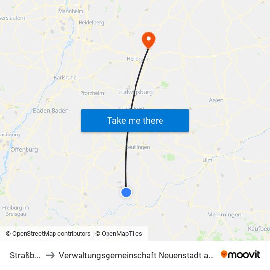 Straßberg to Verwaltungsgemeinschaft Neuenstadt am Kocher map