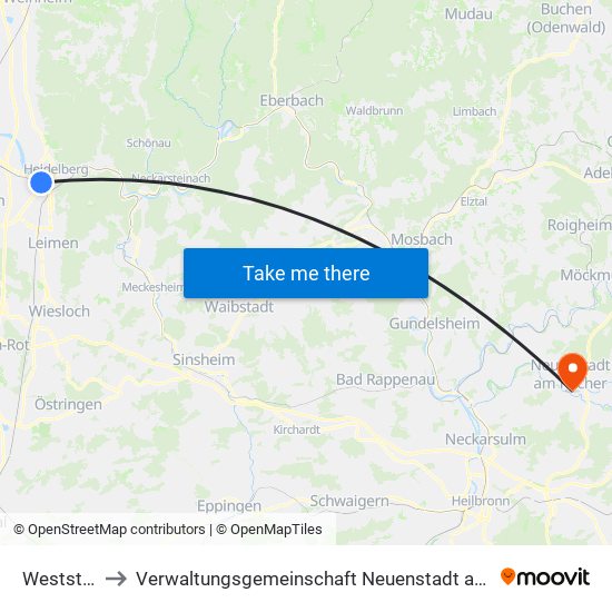 Weststadt to Verwaltungsgemeinschaft Neuenstadt am Kocher map