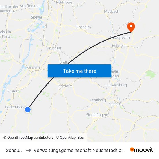 Scheuern to Verwaltungsgemeinschaft Neuenstadt am Kocher map