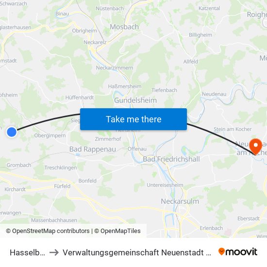 Hasselbach to Verwaltungsgemeinschaft Neuenstadt am Kocher map