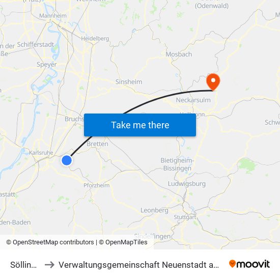 Söllingen to Verwaltungsgemeinschaft Neuenstadt am Kocher map