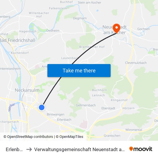 Erlenbach to Verwaltungsgemeinschaft Neuenstadt am Kocher map