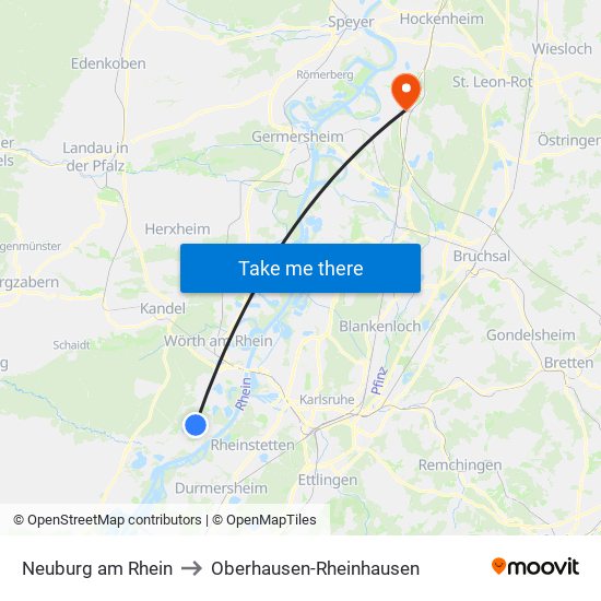 Neuburg am Rhein to Oberhausen-Rheinhausen map