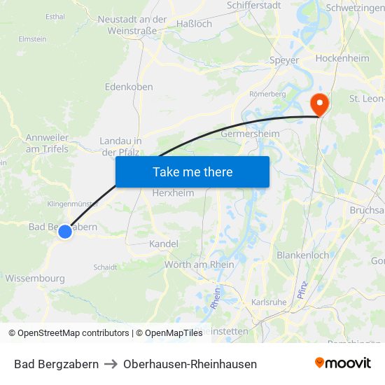 Bad Bergzabern to Oberhausen-Rheinhausen map