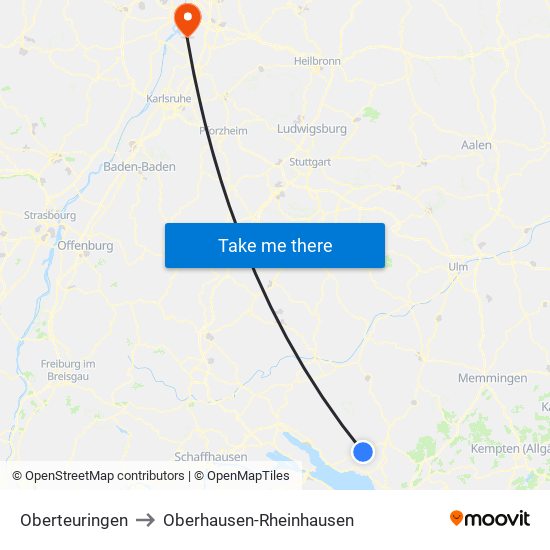 Oberteuringen to Oberhausen-Rheinhausen map