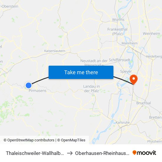 Thaleischweiler-Wallhalben to Oberhausen-Rheinhausen map