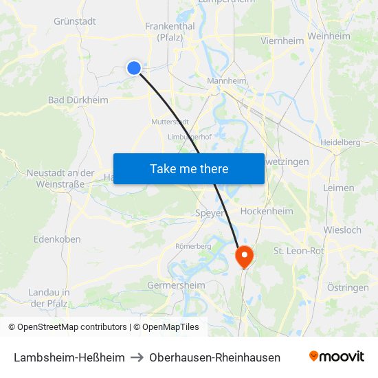 Lambsheim-Heßheim to Oberhausen-Rheinhausen map