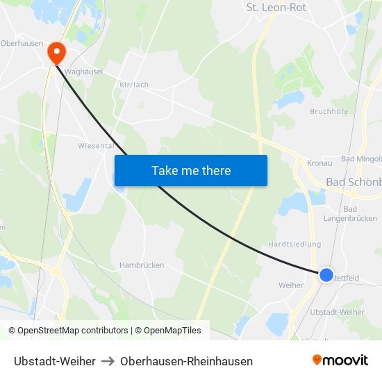 Ubstadt-Weiher to Oberhausen-Rheinhausen map