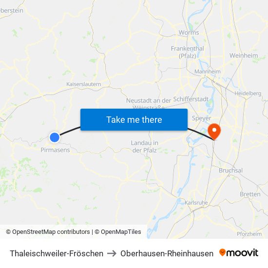 Thaleischweiler-Fröschen to Oberhausen-Rheinhausen map