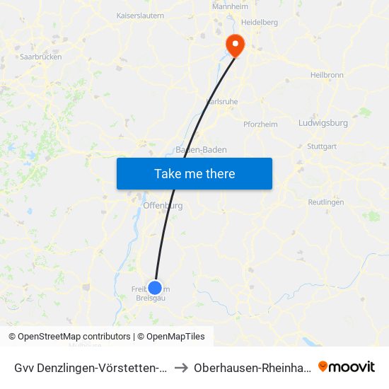 Gvv Denzlingen-Vörstetten-Reute to Oberhausen-Rheinhausen map