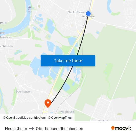 Neulußheim to Oberhausen-Rheinhausen map