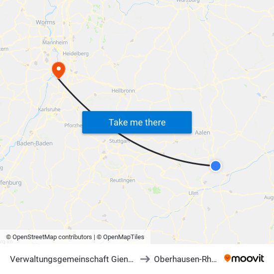 Verwaltungsgemeinschaft Giengen An Der Brenz to Oberhausen-Rheinhausen map