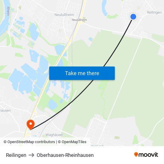 Reilingen to Oberhausen-Rheinhausen map