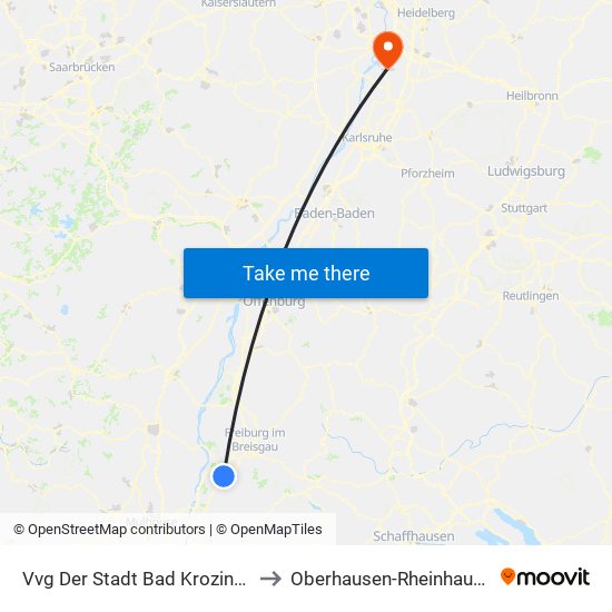 Vvg Der Stadt Bad Krozingen to Oberhausen-Rheinhausen map