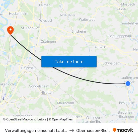 Verwaltungsgemeinschaft Lauffen am Neckar to Oberhausen-Rheinhausen map