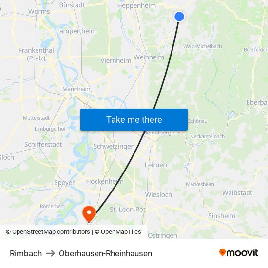 Rimbach to Oberhausen-Rheinhausen map