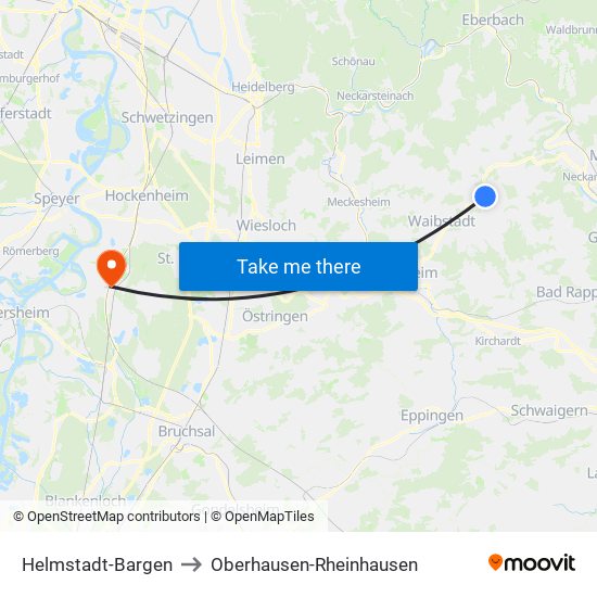 Helmstadt-Bargen to Oberhausen-Rheinhausen map