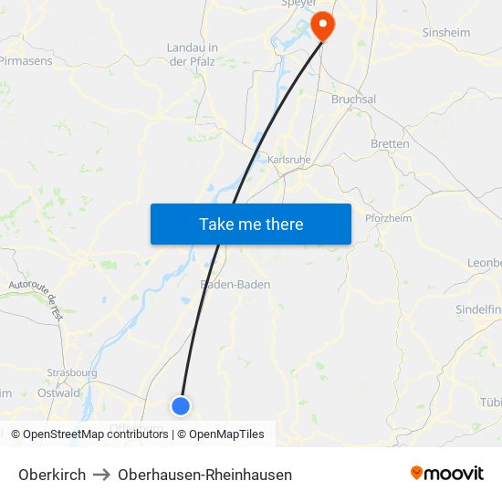 Oberkirch to Oberhausen-Rheinhausen map