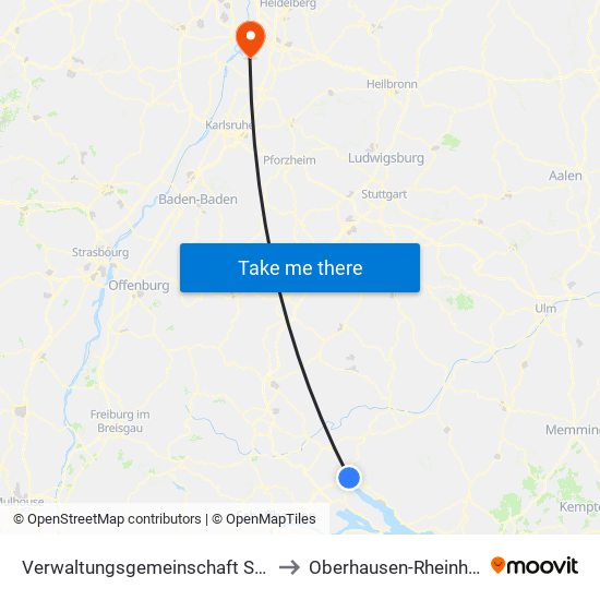 Verwaltungsgemeinschaft Stockach to Oberhausen-Rheinhausen map